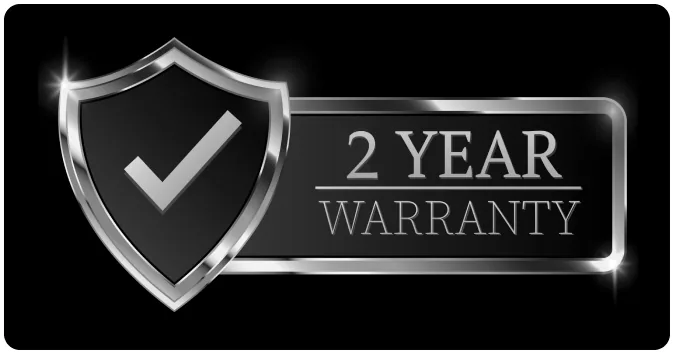 a silver 2-year warranty graphic